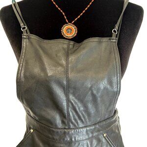H&M Divided Faux Leather Overall Jumper Romper Pinafore Skirt Black Size 4 Vegan